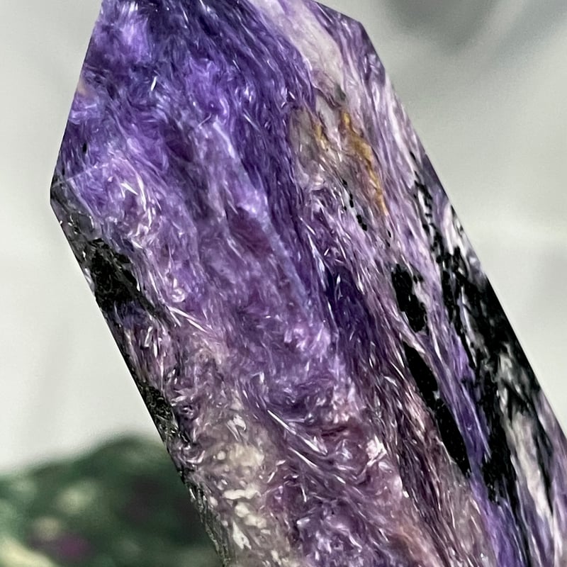 希少石☆高品質【チャロアイト】タワー◇ポイント◇四角柱◇天然石