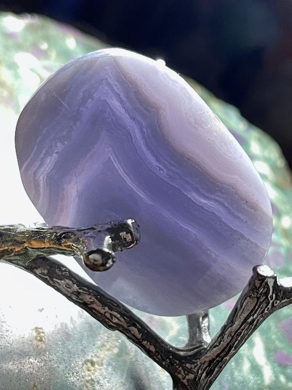 ブルーレースアゲート【空色縞瑪瑙】パーム◇天然石◇パワーストーン