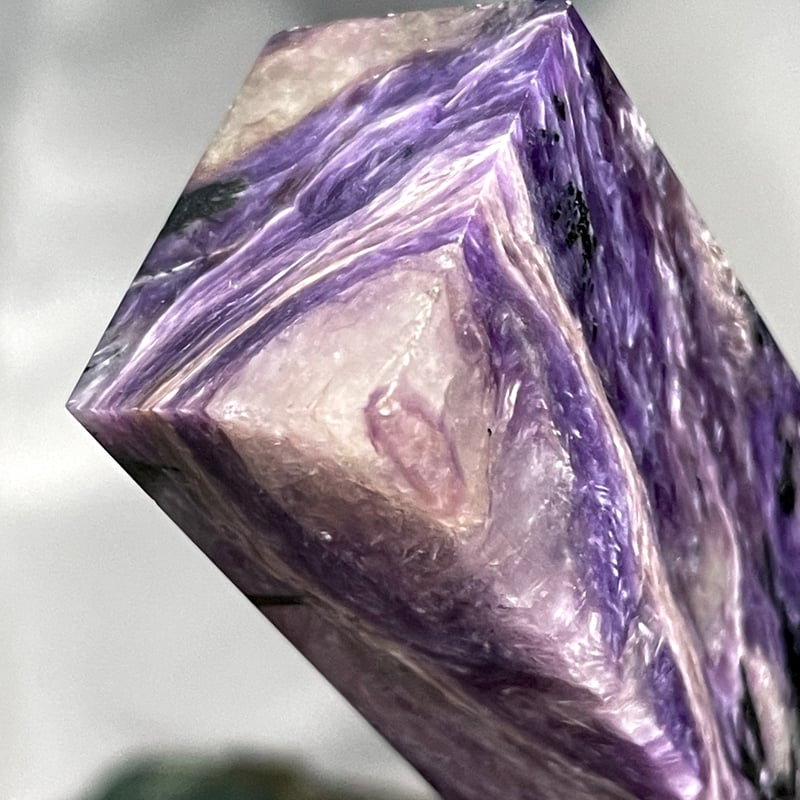 希少石☆高品質【チャロアイト】タワー◇ポイント◇四角柱◇天然石