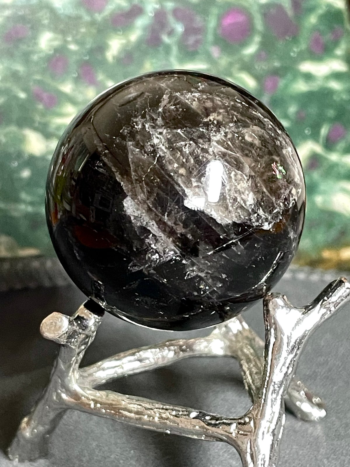 スター☆モリオン【星彩黒水晶】丸玉○スフィア◇天然石