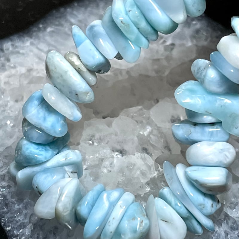 良質☆ラリマー【ブルーペクトライト】 さざれ◇ブレスレット◇天然石