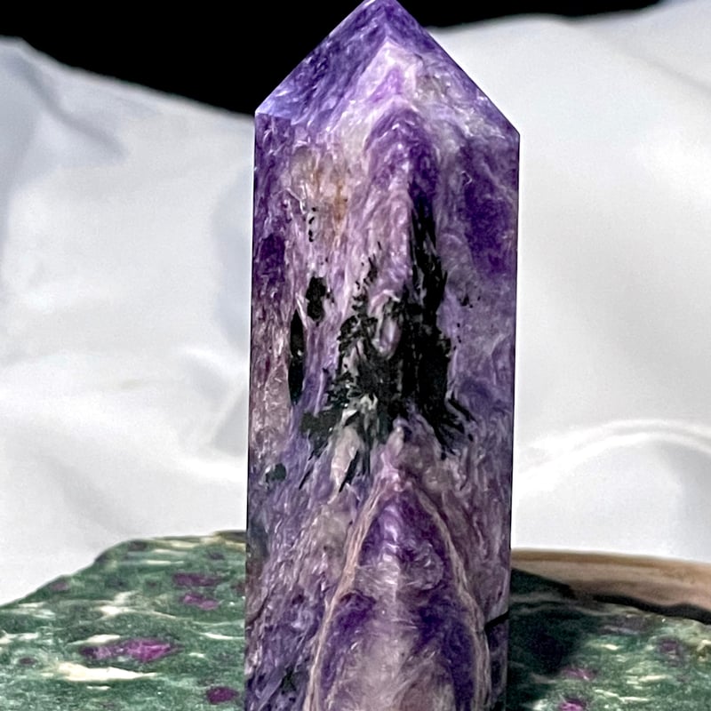 希少石☆高品質【チャロアイト】タワー◇ポイント◇四角柱◇天然石