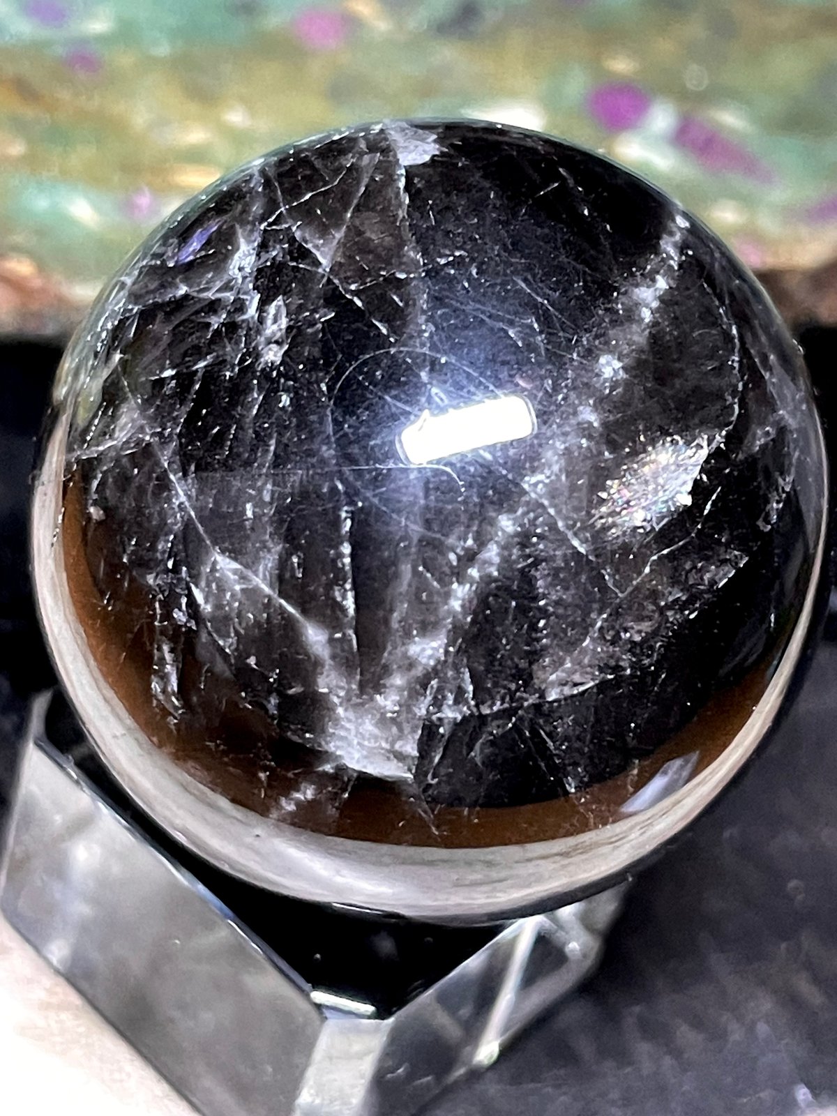 スターモリオン スフィア 丸玉 70mm 黒水晶 天然石 パワーストーン スター☆モリオン【星彩黒水晶】丸玉○スフィア◇天然石