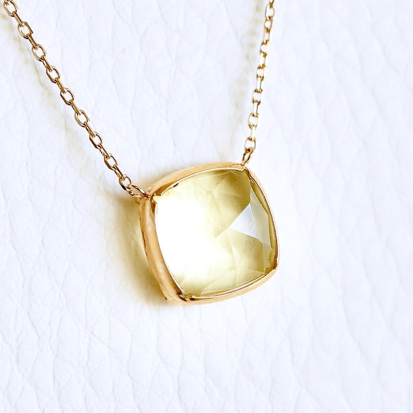 K18 イエローゴールド ハニークォーツ ペンダント ネックレス 保証書付