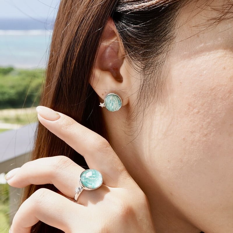 HAPPY】SILVER925 アマゾナイトPierce（シルバーカラー） | Koselig