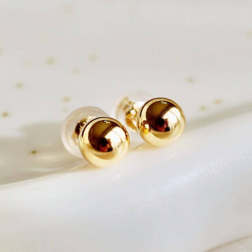 K18YG(イエローゴールド) シンプル ボール ピアス 5mm 保証書付 | Koselig