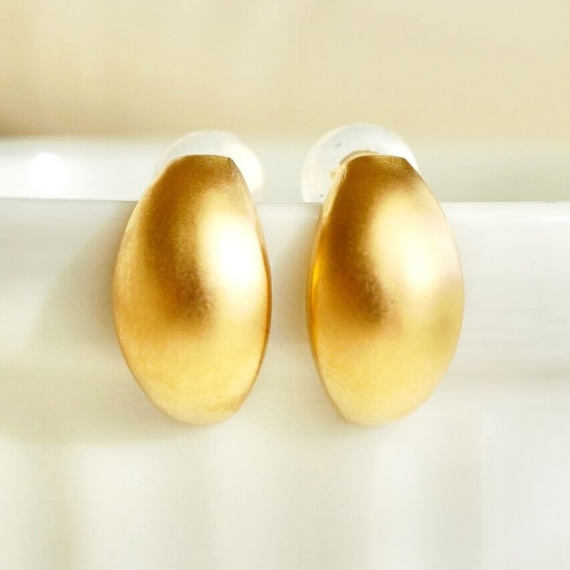 K18(イエローゴールド) 艶消しマット地金 ピアス 保証書付 SPB-1869