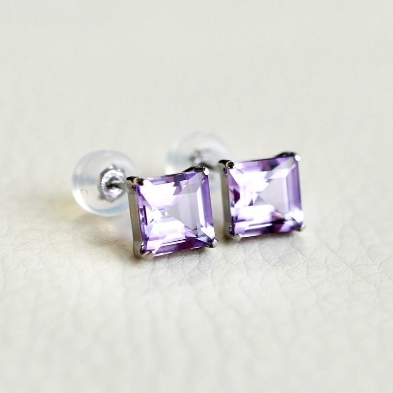 Pt900(プラチナ) アメシスト 一粒石 ピアス 保証書付 SIA-3321 | Koselig