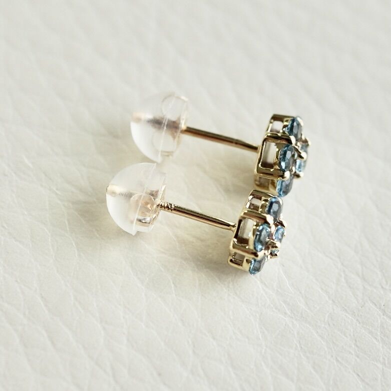 K10YG(イエローゴールド) アクアマリン・ブルートパーズ フラワー