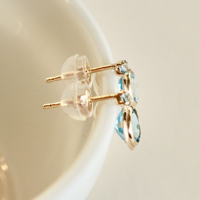 MARULAB(マルラボ)K10YG ブルートパーズ　シングルピアス K10 つや消し スクエア ピアス（ブルートパーズ）- me