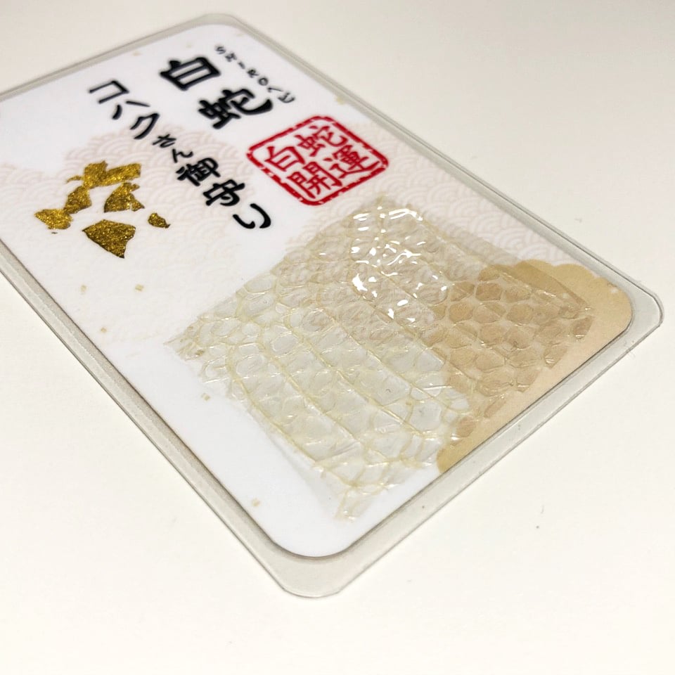 60サイズ一杯分！白ヘビの抜け殻纏め売り 白蛇抜け殻入り〜御守り〜 （胴体部25） | 「SHIROヘビのコハクさん