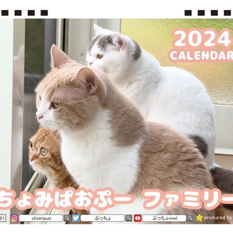 【予約販売】 猫のちょみぱおぷー 2024年 卓上 カレンダー TC24317
