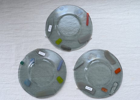 天気雨　φ14.5cm コラージュ皿   グレークリア
