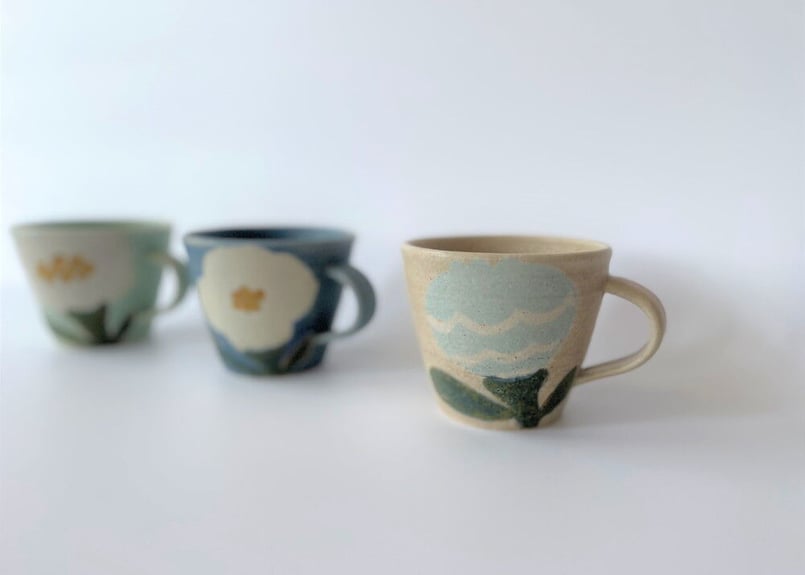 沖澤真紀子 お皿　花　3点セット　作家物 沖澤真紀子 お皿 花 3点セット 作家物 沖澤真紀子｜和