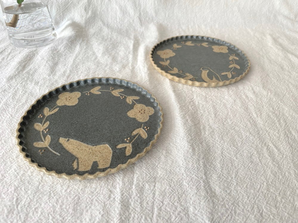 苔色工房 なみなみプレート 紺色 16cm | Sno 暮らしのもの