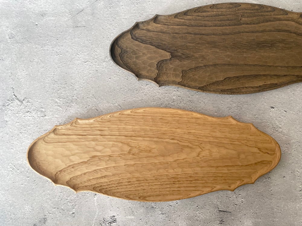 フナハシトモハルさん　杢が美しい栗のお盆　30m トレー　プレート フナハシトモハルさん 杢が美しい栗のお盆 30m トレー プレート 簡単