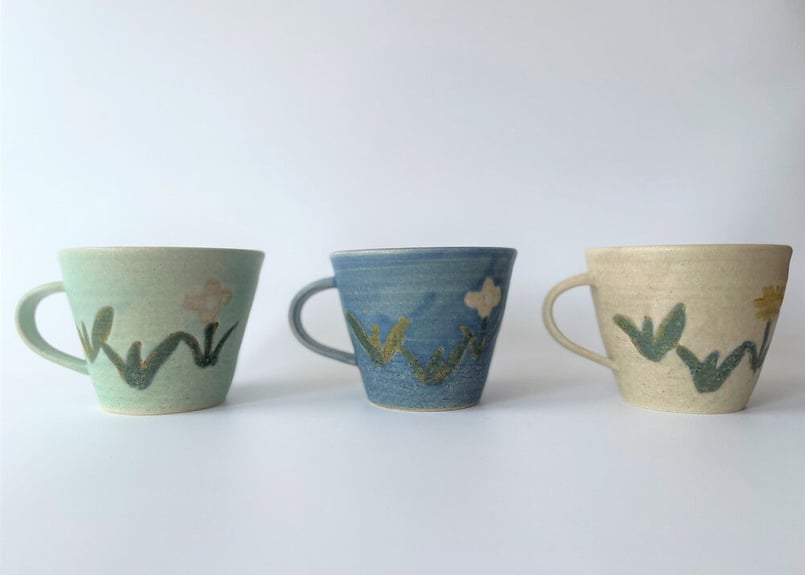 沖澤真紀子 お皿　花　3点セット　作家物 沖澤真紀子｜和食器通販｜暮らしのうつわの店 なごみ