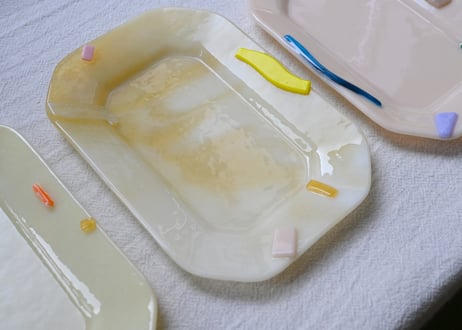 天気雨　コラージュ隅切り皿  3