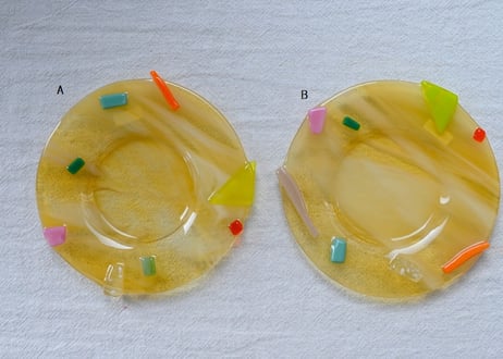 天気雨　φ14.5cm コラージュ皿   クリアマーブル