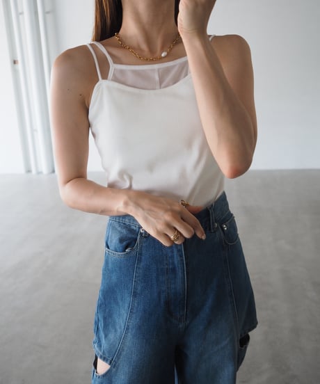 【即納】sheer layered cup camisole / off