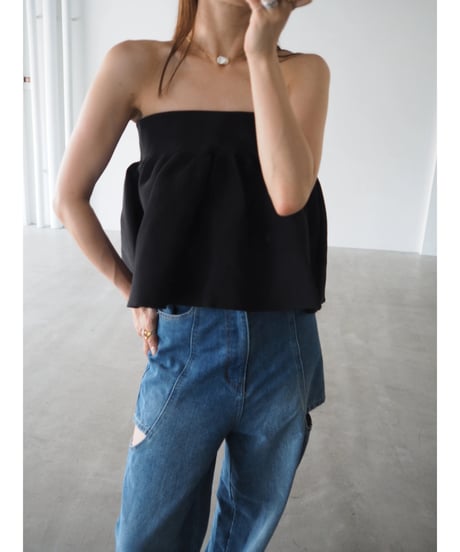 black knit bustier