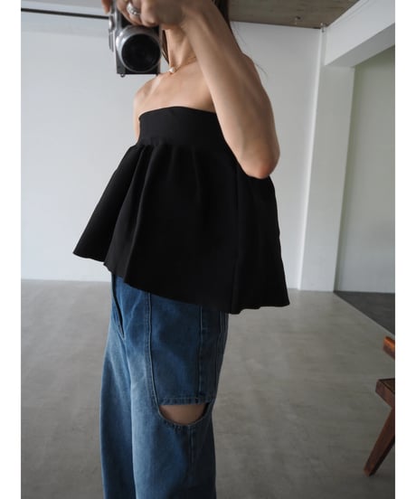 black knit bustier