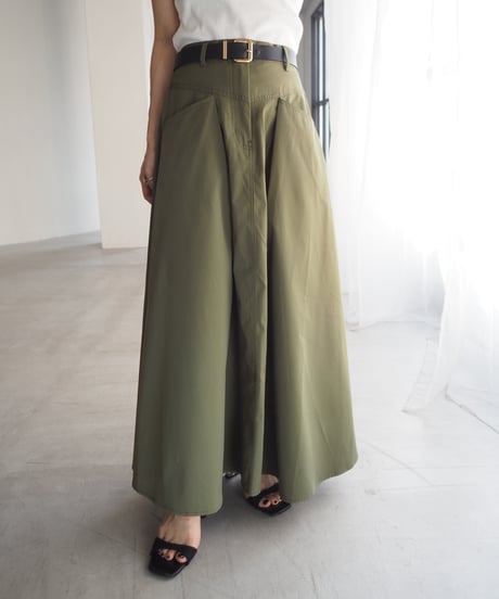 military flare skirt / khaki