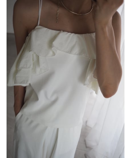 4way ruffle cami tops / white