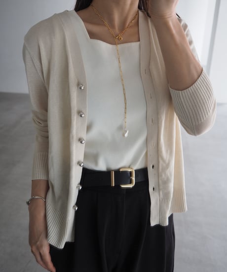metal button sheer cardigan / ivory