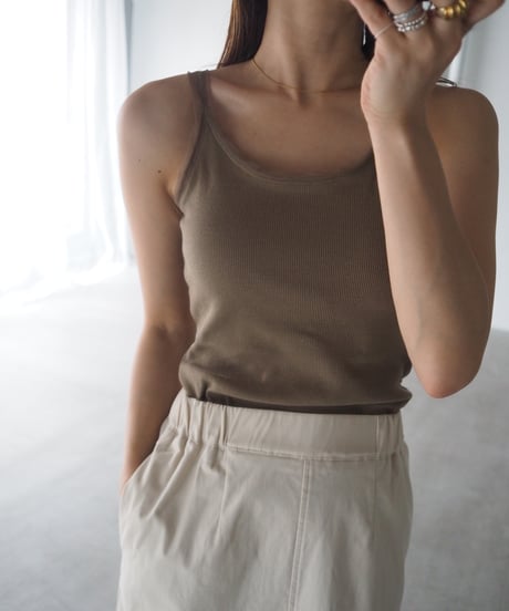 【即納】tulle rib cup tank / beige