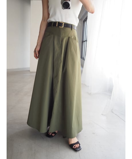 military flare skirt / khaki