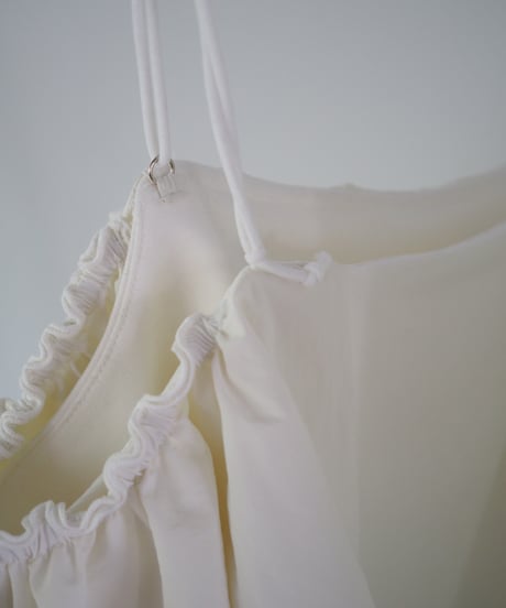 4way ruffle cami tops / white