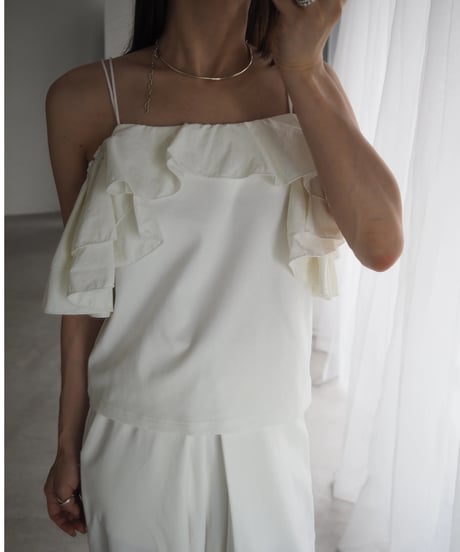 4way ruffle cami tops / white