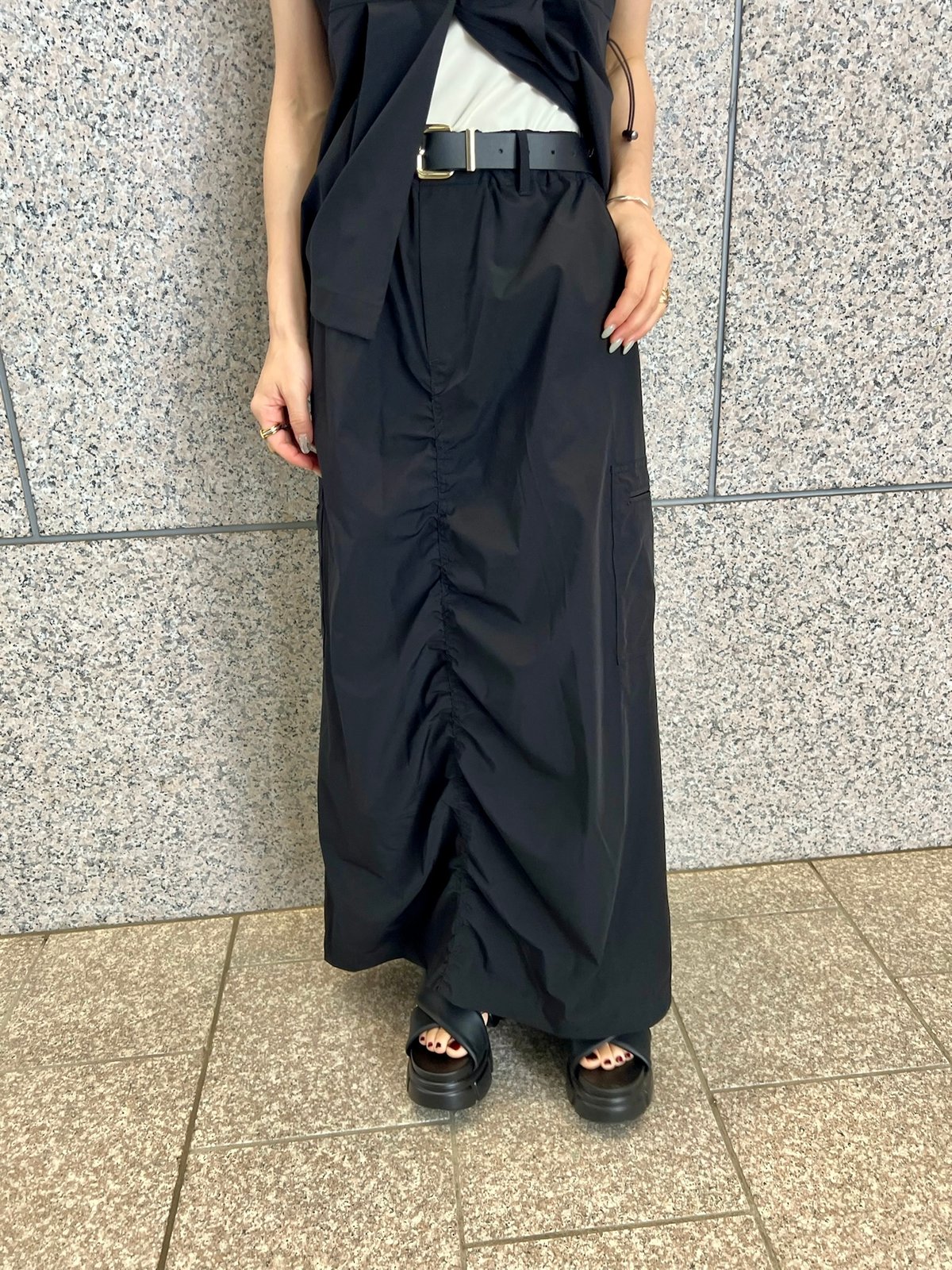 ★関税込★MangoManyPlease★RIONA SHIRRING SKIRT シャーリング MangoManyPlease】RIONA SHIRRING SKIRT シャーリングスカート