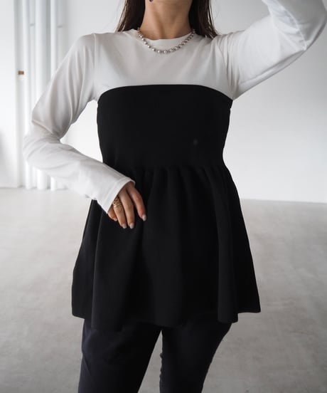 【即納】bustier layered peplum tops