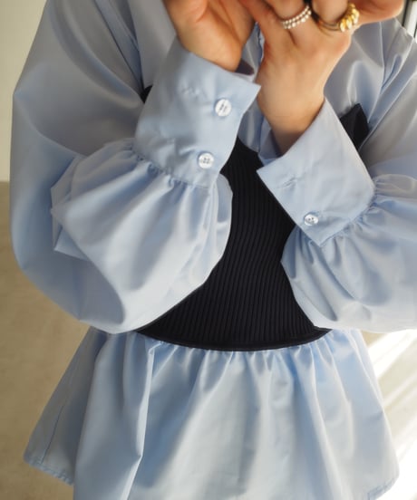 【即納】bustier knit peplum docking shirt