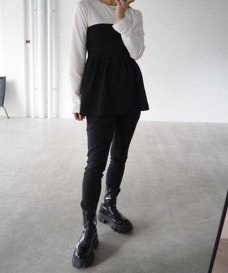 【即納】bustier layered peplum tops