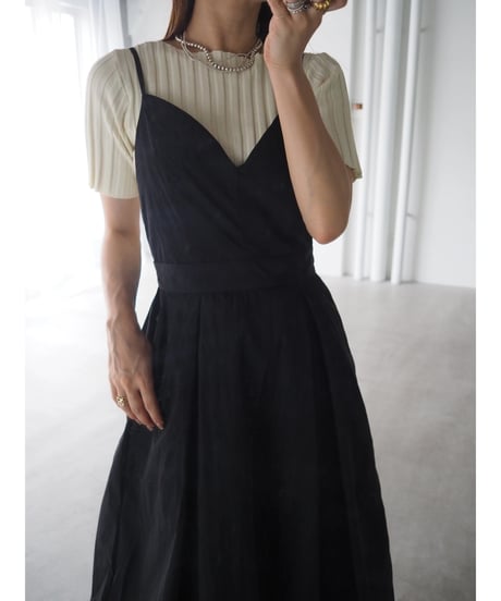 volume balloon cami dress / black
