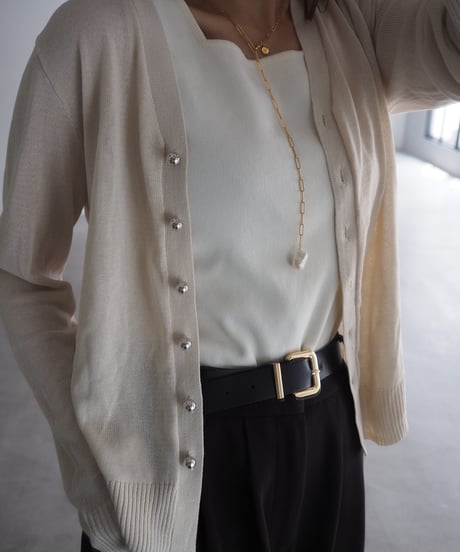 metal button sheer cardigan / ivory