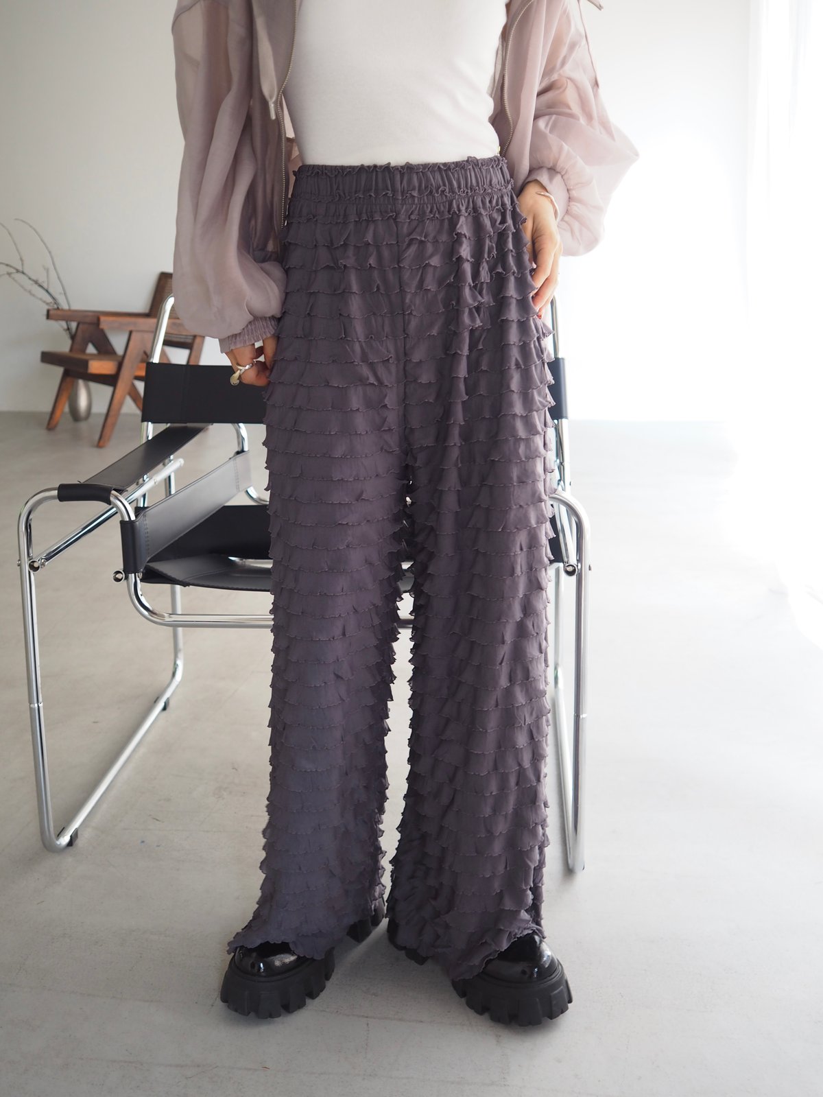 PROVOKE　FURI-FURI PANTS　フリルパンツ　ホワイト　フリー furifuri pants / ivory | herin