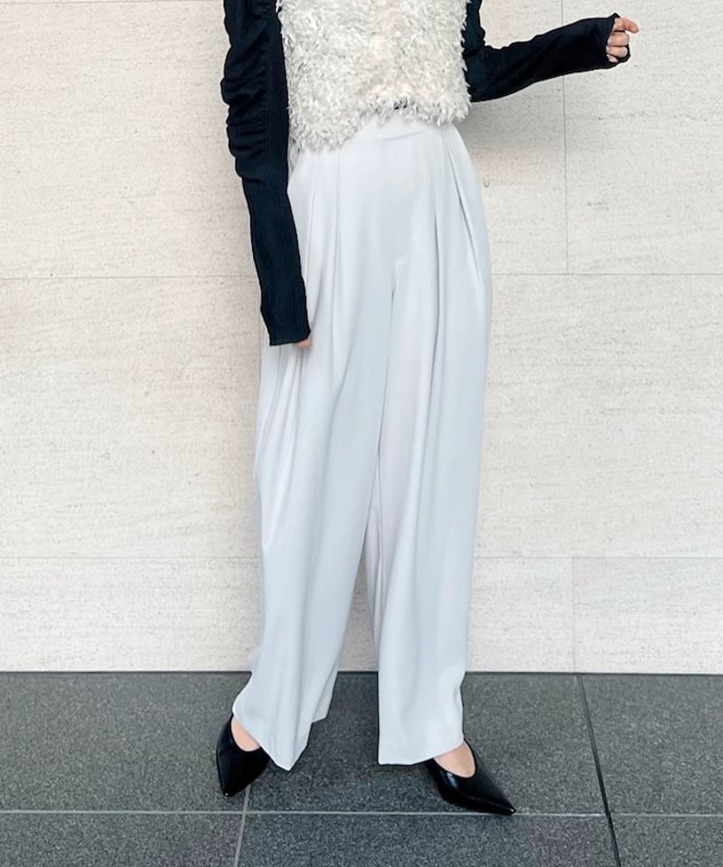 パンツ [mideal] high waist tuck pants Ivory High Waist Tuck Trousers
