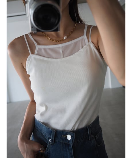 【即納】sheer layered cup camisole / off