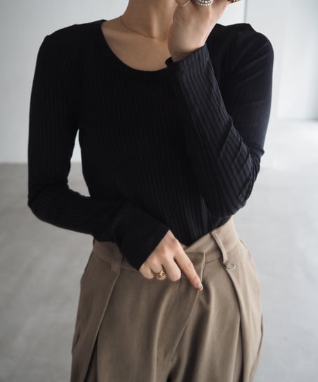 【即納】yawayawa U rib tops / gray
