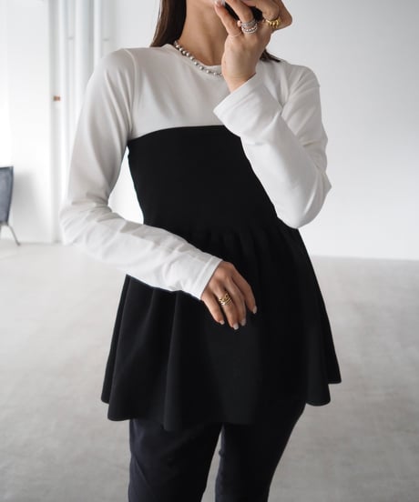 【即納】bustier layered peplum tops