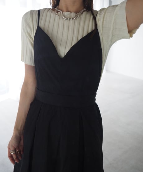 volume balloon cami dress / black