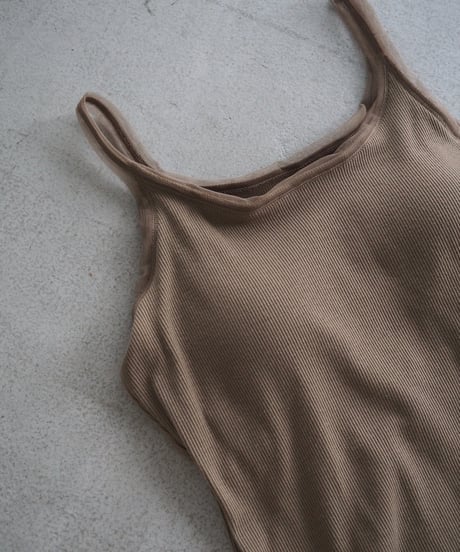 【即納】tulle rib cup tank / beige