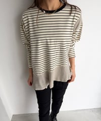 【即納】border flare long tee