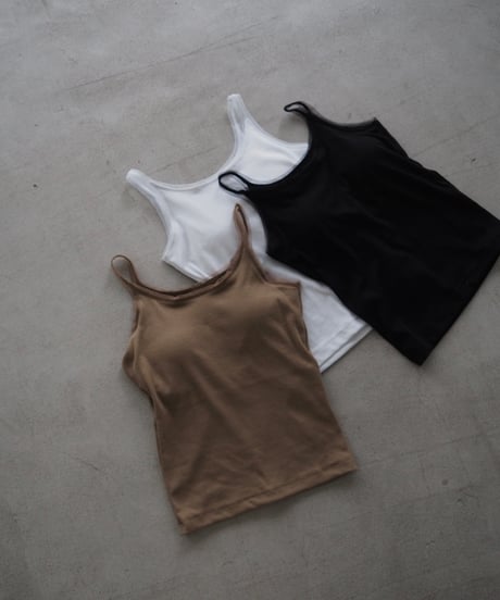 【即納】tulle rib cup tank / beige