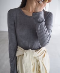 【即納】yawayawa U rib tops / gray