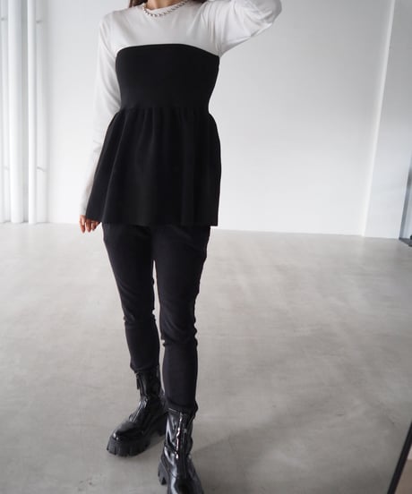 【即納】bustier layered peplum tops